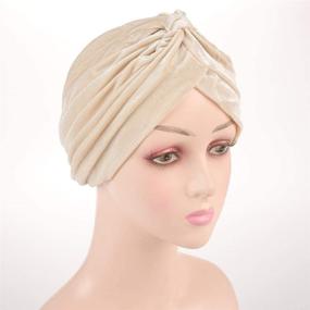 img 2 attached to 👑 Luxurious YFJH Pleated Stretch Ruffle Velvet Chemo Turban Hat Wrap Cover - Beauty at its Finest