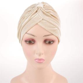 img 3 attached to 👑 Luxurious YFJH Pleated Stretch Ruffle Velvet Chemo Turban Hat Wrap Cover - Beauty at its Finest