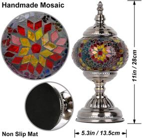 img 1 attached to 🔮 Marrakech Turkish Table Lamp - Handcrafted Mosaic Glass Bedside Lamp, Moroccan Lantern with Tiffany Style; Ideal Night Light for Living Room, Includes E12 LED Bulb