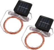 magical solar mini teeny tiny lights: 16ft/50 leds starry string 🌟 lights, 2-pack, warm white - perfect for gardens, trees, railings, arbors, and fences logo