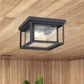 img 3 attached to 🏞️ Sea Gull Lighting 78027-12 Hunnington Outdoor Ceiling Flush Mount Outside Lighting, Black Finish - Stylish and Contemporary Solutions for Outdoor Illumination