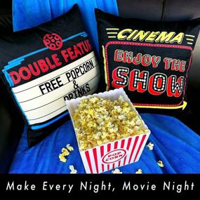 img 1 attached to 🎥 Set of 4 Movie Theater Décor Pillow Covers - Plush Velvet Covers for Movie Night & Home Theater Decoration