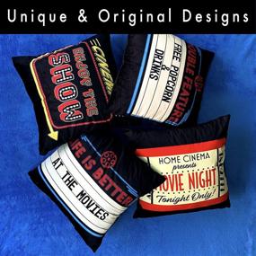 img 2 attached to 🎥 Set of 4 Movie Theater Décor Pillow Covers - Plush Velvet Covers for Movie Night & Home Theater Decoration