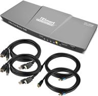 🖥️ tesmart uhd 4k@60hz displayport + hdmi dual monitor kvm switch with usb 2.0 control, supports 2 computers with dp+hdmi+usb inputs and hdmi ports for 2 monitors (grey) logo
