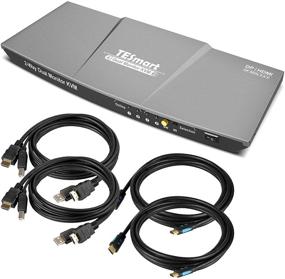 img 4 attached to 🖥️ TESmart UHD 4K@60Hz DisplayPort + HDMI Dual Monitor KVM Switch with USB 2.0 Control, Supports 2 Computers with DP+HDMI+USB Inputs and HDMI Ports for 2 Monitors (Grey)