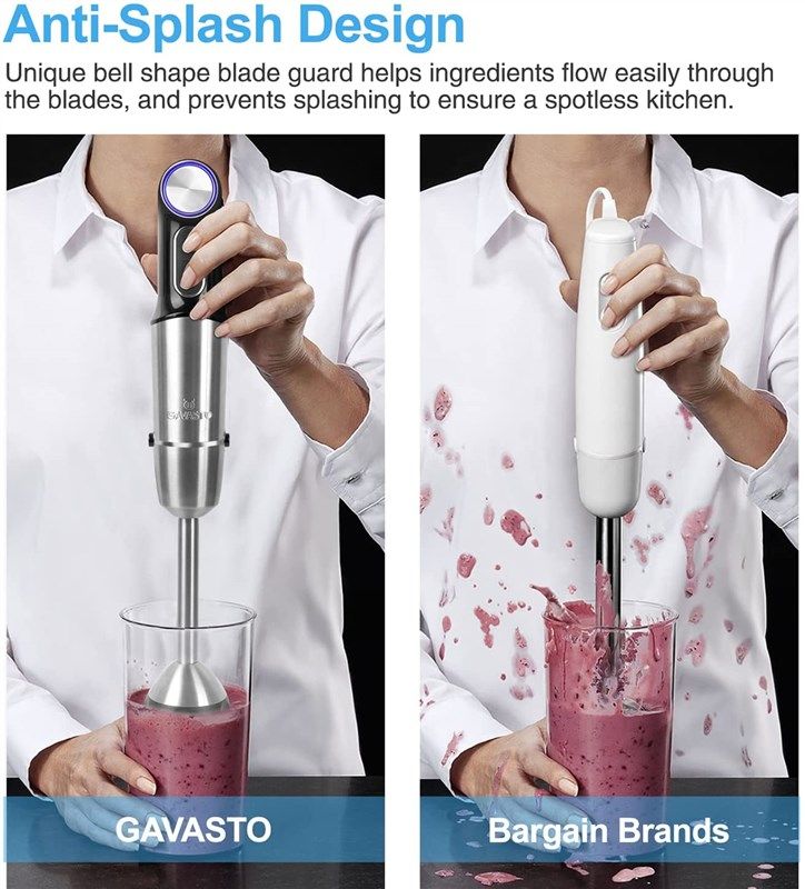 Hand Blender, Smart Electric 800W, 12 Speed and Turbo Mode, 4-in-1