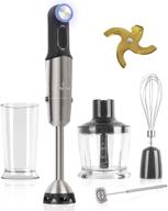 🔪 gavasto 800w immersion blender – scratch resistant hand blender, 20-speed turbo mode hand mixer, 5-in-1 heavy duty copper motor stainless steel smart stick with egg whisk, milk frother, and chopper логотип