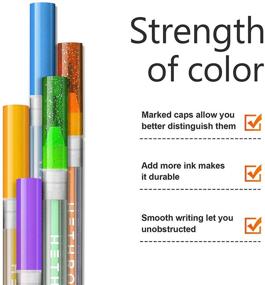 img 3 attached to 🖍️ Vibrant 60 Color Gel Pens Set for Adult Coloring Books - Neon, Pastel, Metallic, Glitter - More Ink (40% Extra)