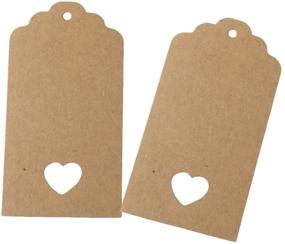 img 1 attached to 💌 Таэйви 100 штук полые сердечные бирки из крафт-бумаги: идеальные свадебные гостям в коричневом цвете.