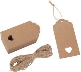 img 4 attached to 💌 Таэйви 100 штук полые сердечные бирки из крафт-бумаги: идеальные свадебные гостям в коричневом цвете.