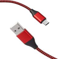 tpltech ps4 controller charging cable - 2 pack, 15ft micro usb 2.0 nylon 🎮 braided fast charger cord for playstation 4, xbox one s/x controller, android phone - red logo
