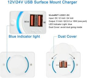 img 3 attached to 🔌 Maichis 12V RV USB Charger with Quick Charger 3.0 Technology, 18W Dual USB Outlet, Wall Mount USB Charging Station featuring Blue Indicator Light and Cap, 12V/24V Car Charger for RVs, Campers, Motorhomes, Boats, and More