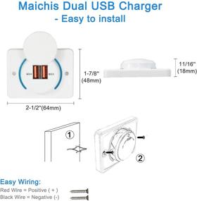 img 2 attached to 🔌 Maichis 12V RV USB Charger with Quick Charger 3.0 Technology, 18W Dual USB Outlet, Wall Mount USB Charging Station featuring Blue Indicator Light and Cap, 12V/24V Car Charger for RVs, Campers, Motorhomes, Boats, and More