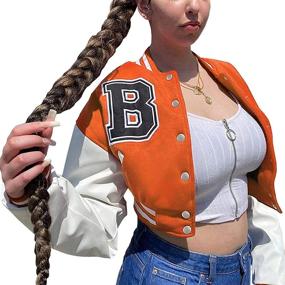 img 2 attached to Varsity Cropped Baseball Streetwear Fashion Women's Clothing