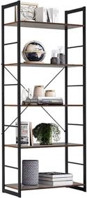 img 3 attached to 📚 EROMMY 5 Tier Vintage Industrial Bookshelf Rack: Rustic Wood and Metal Frame Storage Organizer for Home and Office