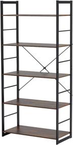 img 2 attached to 📚 EROMMY 5 Tier Vintage Industrial Bookshelf Rack: Rustic Wood and Metal Frame Storage Organizer for Home and Office