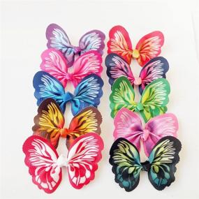 img 1 attached to Multicolored Butterfly Grooming Topknot Accessories