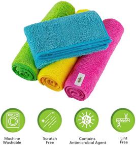 img 3 attached to SCRUBIT 12-Pack Microfiber Cleaning Cloths - Lint & Streak-Free Rags for Home, 🧽 Automotive, Kitchen, and Screens - Highly Absorbent and Soft Wash Cloths (12 x 16)