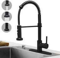 black matte spring kitchen faucet with pull down sprayer - hoimpro rv sink faucet with pull out sprayer, single handle 3 function laundry faucet, brass construction (single or 3 hole) logo