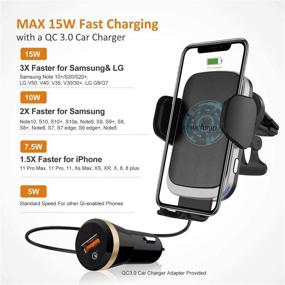 img 2 attached to 2020 Upgraded 15W Auto Wireless Car Charger Phone Holder: Fast Qi Charging Mount Dock for iPhone 12/11 Pro Max/XR/Xs/8, Samsung S20 Ultra S10 Note 20 10 - Wefunix