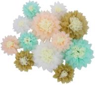 🌸 mybbshower handcrafted paper flower set of 12 peach mint gold - ideal for outdoor decoration, diy wedding backdrop, engagement, bridal shower, centerpiece, wall nursery - pack of 12 logo