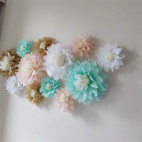 img 3 attached to 🌸 Mybbshower Handcrafted Paper Flower Set of 12 Peach Mint Gold - Ideal for Outdoor Decoration, DIY Wedding Backdrop, Engagement, Bridal Shower, Centerpiece, Wall Nursery - Pack of 12