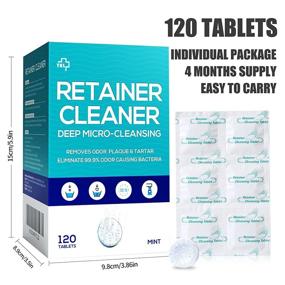 img 2 attached to 🦷 Retainer & Denture Cleaner Tablets - 120 Pcs (4 Months Supply) | Removes Stains & Plaque | Mint Flavor