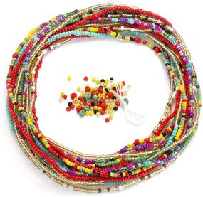 img 4 attached to African Waist Beads for Women: Stretchy 🧘 Belly Beads Chain with Charms for Effective Weight Loss