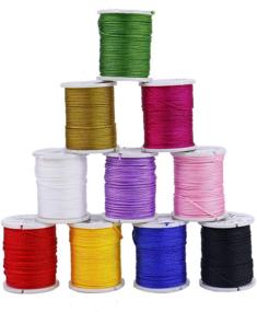 img 4 attached to 📿 Monrocco Jewelry Nylon Cord: 10 Rolls of 1mm Chinese Knotting Cord for Jewelry Making & Bracelet Beading