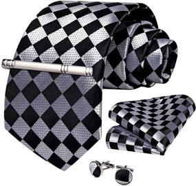 img 3 attached to 🧣 Classic Men's Plaids Necktie Handkerchief Cufflinks: DiBanGu Fashion Accessories