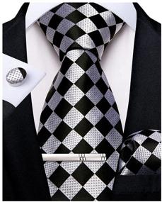 img 4 attached to 🧣 Classic Men's Plaids Necktie Handkerchief Cufflinks: DiBanGu Fashion Accessories