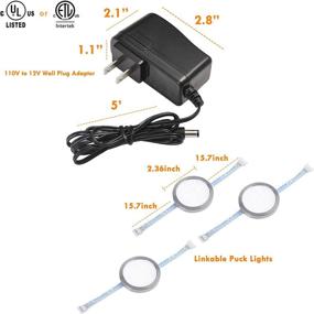 img 2 attached to 🔆 Lvyinyin Linkable Under Cabinet LED Lighting Kit, RGB Warm White Puck Lights, Wireless Remote Control Dimmer, 120V to 12V Wall Plug, Set of 4 Lights