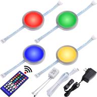 🔆 lvyinyin linkable under cabinet led lighting kit, rgb warm white puck lights, wireless remote control dimmer, 120v to 12v wall plug, set of 4 lights логотип