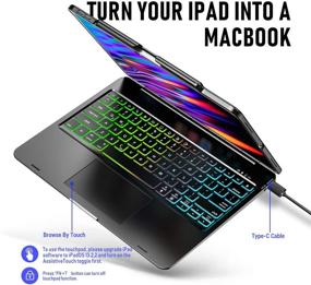 img 1 attached to 📱 iPad Pro 12.9 inch Touchpad Keyboard Case - Wireless Bluetooth Backlight Keyboard, Pencil Holder - Black - Compatible with 2021 / 2020 / 2018 iPads