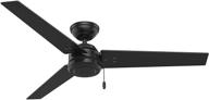 🔮 hunter cassius 52-inch indoor/outdoor ceiling fan with pull chain control - matte black логотип