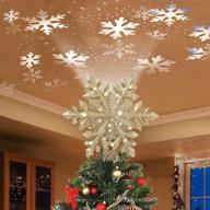 🌟 dg-direct lighted christmas tree topper: golden snowflake projector, rotating magic snowflake & glittery 3d hollow design for festive tree decor logo