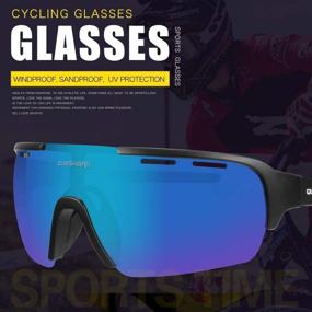 img 3 attached to 🚴 Queshark Mirrored Lens Cycling Glasses For Men and Women: 1 Polarized Lens and 3 HD Lenses for MTB Road Bike Eyewear Goggles