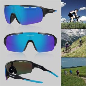 img 1 attached to 🚴 Queshark Mirrored Lens Cycling Glasses For Men and Women: 1 Polarized Lens and 3 HD Lenses for MTB Road Bike Eyewear Goggles