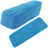 pack of 8 premium reusable microfiber spray mop replacement heads - wet dry mops - compatible with bona floor care system - blue logo