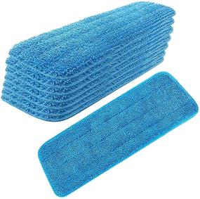 img 4 attached to Pack of 8 Premium Reusable Microfiber Spray Mop Replacement Heads - Wet Dry Mops - Compatible with Bona Floor Care System - Blue