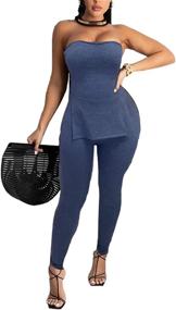 img 4 attached to Knitted Bodycon Outfits Jumpsuits Playsuits Women's Clothing