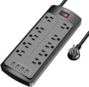 img 4 attached to 💡 YINTAR Power Strip with 10 Outlets, 4 USB Ports, and 8 Ft Extension Cord - Black