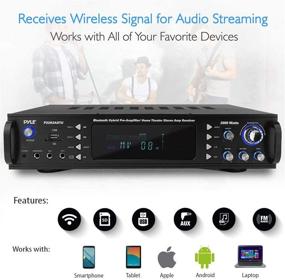 img 2 attached to Powerful 2000 Watt Pyle Bluetooth Amplifier - Premium Stereo Receiver with Speaker Selector, AM FM Radio, USB/SD Card Reader, and Karaoke Input - Ultimate Home Entertainment System