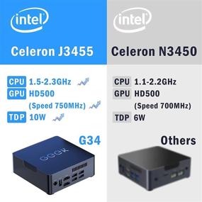 img 3 attached to 💻 GEEK+ Мини ПК: Intel Celeron J3455, 6 ГБ DDR4 ОЗУ, 128 ГБ SSD, Графика Intel HD, Windows 10 64-разрядная, 4K / 2,4 ГГц / 5 ГГц WiFi / BT 4.2, Микро-настольный компьютер