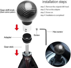 img 2 attached to 🏎️ Top10 Racing Carbon Pattern Gear Shift Knob: Universal Compatible with Lock/Button Automatic Transmission, Perfect Father's Day or Birthday Gift for Boyfriend/Dad - Round Black Design