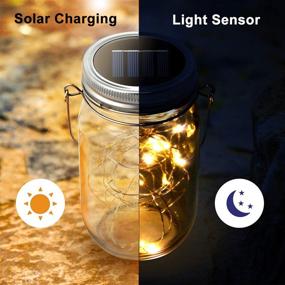 img 2 attached to 🌞 Urvoix Solar Mason Jar Lights - 8 Pack 30 LED Waterproof Lid Lights with 8 Handles (Jars Sold Separately), Ideal for Outdoor Garden Patio Christmas Decorations and Lighting