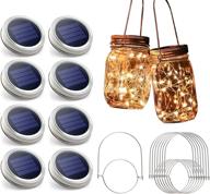 🌞 urvoix solar mason jar lights - 8 pack 30 led waterproof lid lights with 8 handles (jars sold separately), ideal for outdoor garden patio christmas decorations and lighting логотип