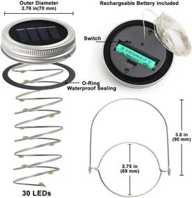 img 3 attached to 🌞 Urvoix Solar Mason Jar Lights - 8 Pack 30 LED Waterproof Lid Lights with 8 Handles (Jars Sold Separately), Ideal for Outdoor Garden Patio Christmas Decorations and Lighting