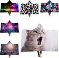 🐱 wenasi hooded blanket - cute cat printed wearable blanket for kids, teens, men, women - super soft sherpa fleece novelty blanket for bed, home, sofa - 60x80 inch logo