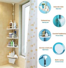 img 1 attached to 🚿 Adjustable Ivory Shower Caddy - Bathroom Tension Pole Corner with Rustproof Tray (Ivory)